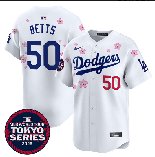 Men Los Angeles Dodgers #50 Betts Tokyo Series 2025 white Limited Stitched Jersey->los angeles dodgers->MLB Jersey